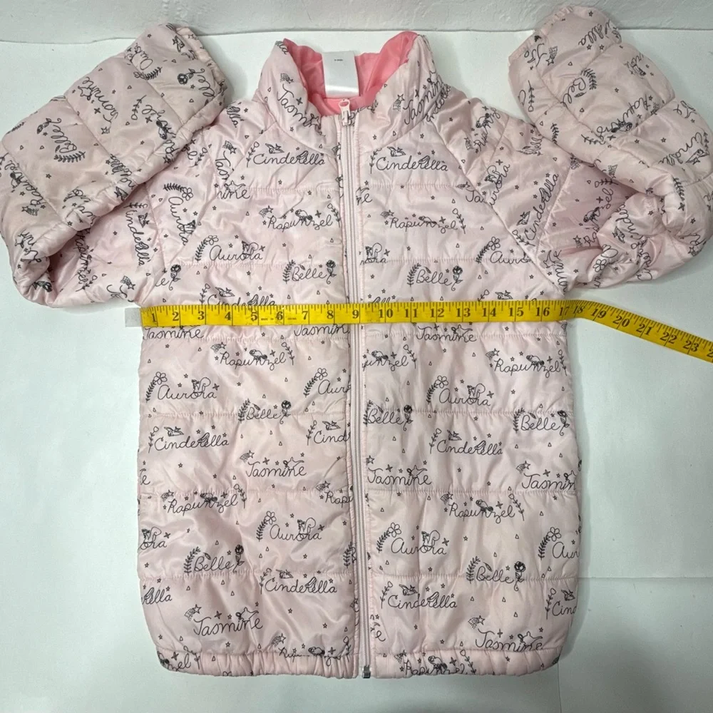 Disney Store‎ Pink Quilted Girls Size 9/10 Coat Puffer Jacket Princess Names